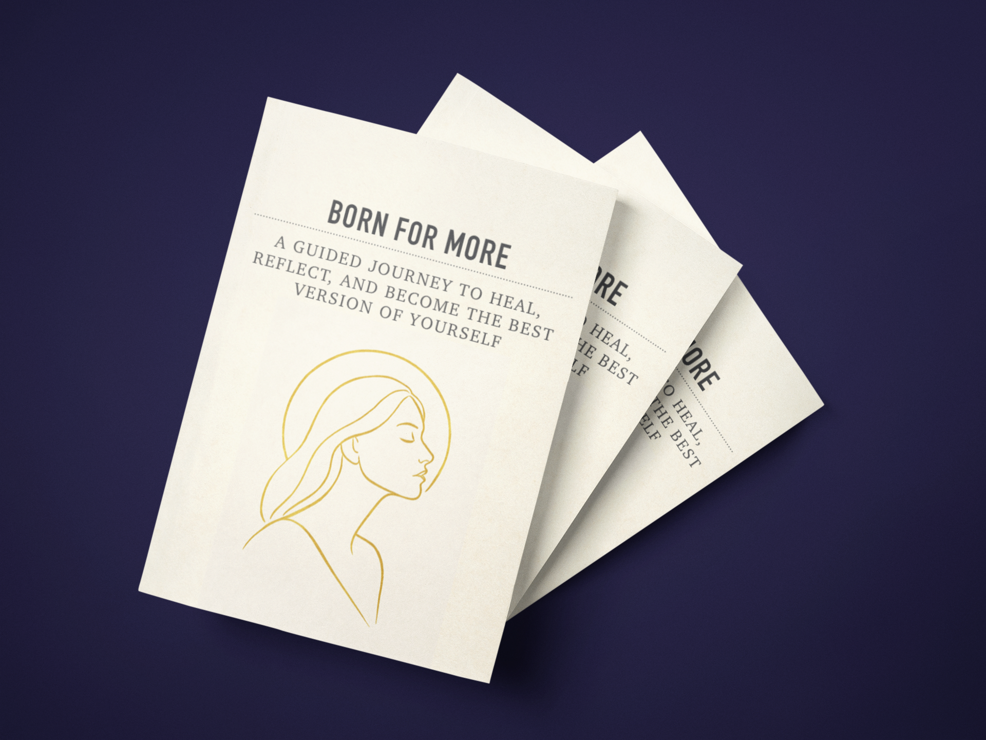 Three books titled 'Born for More' on a dark blue background