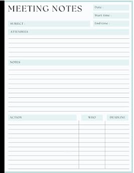 Meeting Minutes Notebook